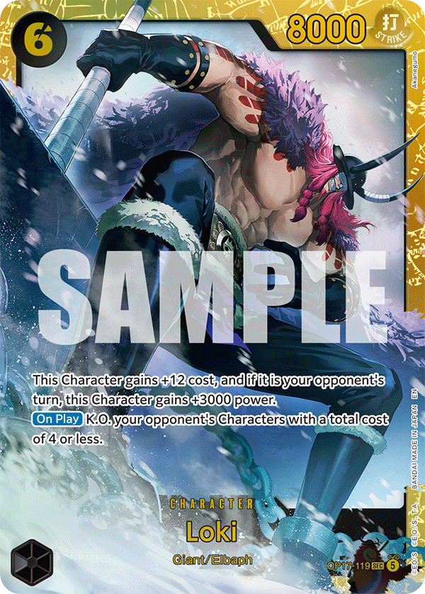 Loki OP17-119 SEC One Piece Card Game – The World’s Strongest Warriors English